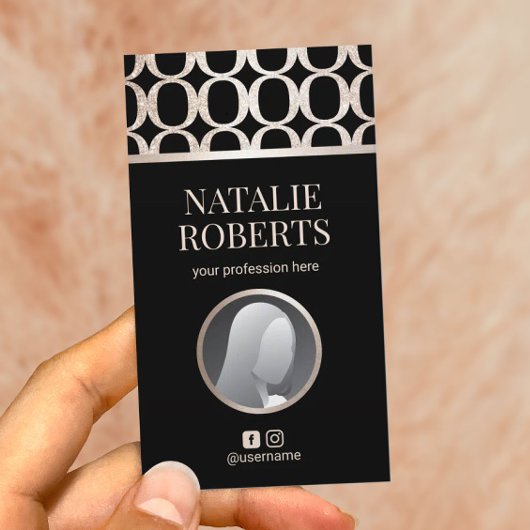 モダン金ゴールド幾何学的パターカスタムン写真 名刺