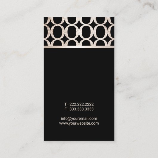 モダン金ゴールド幾何学的パターカスタムン写真 名刺 (裏面)