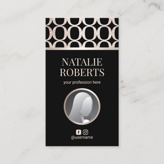 モダン金ゴールド幾何学的パターカスタムン写真 名刺 (正面)