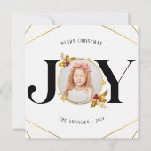 モダン金ゴールド幾何学的ファミリーフォトクリスマス シーズンカード (正面)