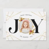 モダン金ゴールド幾何学的ファミリーフォトクリスマス シーズンカード (正面)