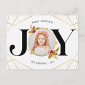 モダン金ゴールド幾何学的ファミリーフォトクリスマス シーズンポストカード (正面)