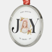 モダン金ゴールド幾何学的ファミリーフォトクリスマス メタルオーナメント (左)