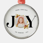 モダン金ゴールド幾何学的ファミリーフォトクリスマス メタルオーナメント (正面)