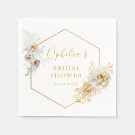 モダン金ゴールド幾何学的フレームブライダルシャワー スタンダードカクテルナプキン