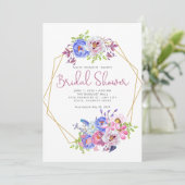 モダン金ゴールド幾何学的フレームブライダルシャワー 招待状 (スタンド正面)