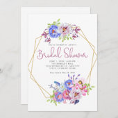 モダン金ゴールド幾何学的フレームブライダルシャワー 招待状 (正面/裏面)