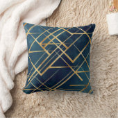 モダン金ゴールド幾何学的ブルーデザイン クッション (ブランケット)