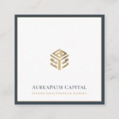 モダン金ゴールド幾何学的ロゴ スクエア名刺 (正面)