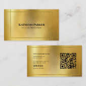 モダン金ゴールド幾何学的QRコードプロフェッショナル 名刺 (正面/裏面)