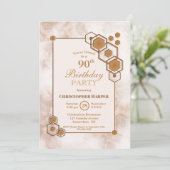 モダン金ゴールド幾何学長誕生日パーティー 招待状 (スタンド正面)