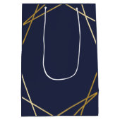 モダン金ゴールド幾何推進マーケティング ミディアムペーパーバッグ (裏面)