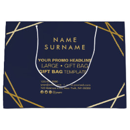 モダン金ゴールド幾何推進マーケティング ラージペーパーバッグ