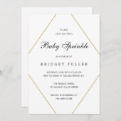 モダン金ゴールド幾何男女兼用ベビー散布 招待状 (正面/裏面)
