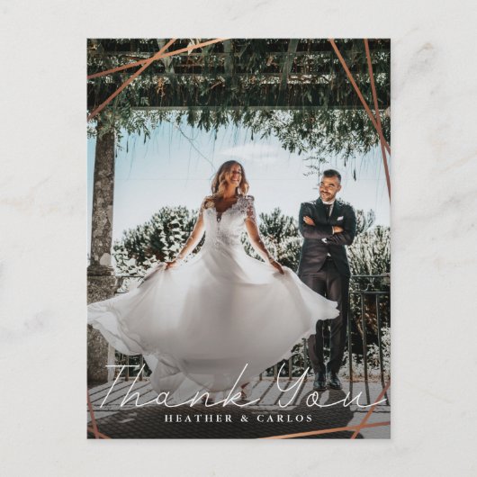 モダン金ゴールド幾何結婚もありがとう ポストカード (正面)