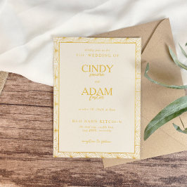 モダン金ゴールド幾何結婚フレーム 招待状