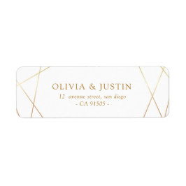 モダン金ゴールド幾何結婚住所 シール
