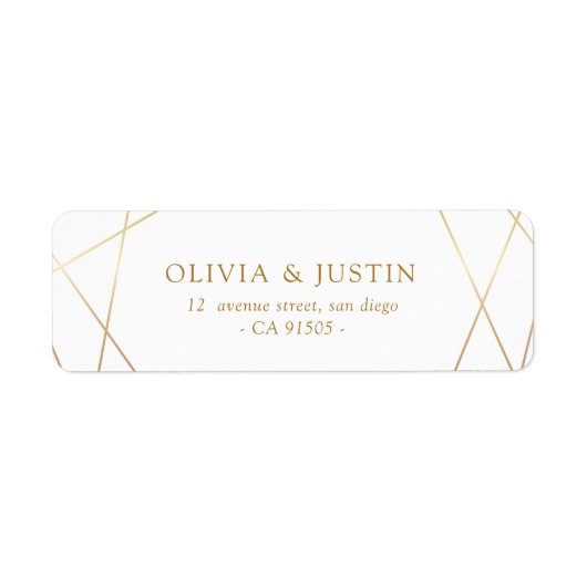 モダン金ゴールド幾何結婚住所 シール (正面)