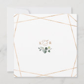 モダン金ゴールド幾何緑化ブライダルシャワー 招待状 (裏面)