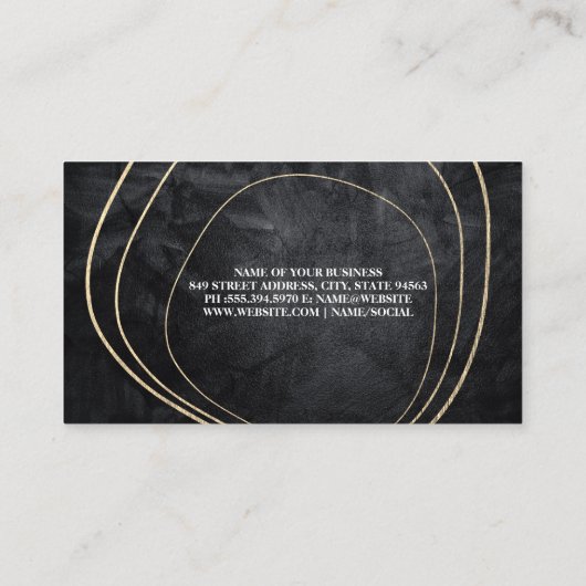 モダン金ゴールド形状デザイン |黒いテクスチャ 名刺 (裏面)