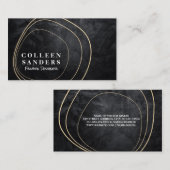 モダン金ゴールド形状デザイン |黒いテクスチャ 名刺 (正面/裏面)