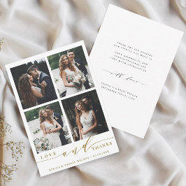 モダン金ゴールド愛と感謝してい4写真結婚s サンキューカード