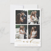 モダン金ゴールド愛と感謝してい4写真結婚s サンキューカード (正面)