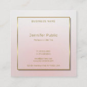 モダン金ゴールド手書きスクリプト文字ピンクテンプレート スクエア名刺 (裏面)