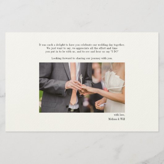 モダン金ゴールド手記結婚サンキューカード 便箋 (裏面)