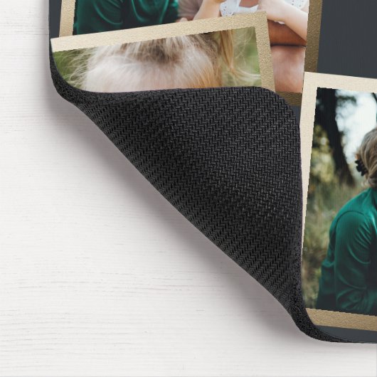 モダン金ゴールド数々の写真ファミリーホリデーカード マウスパッド (コーナー)