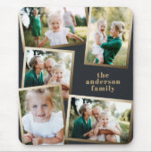 モダン金ゴールド数々の写真ファミリーホリデーカード マウスパッド (正面)