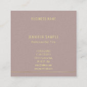 モダン金ゴールド文字テンプレートプロフェッショナルエレガント スクエア名刺 (裏面)