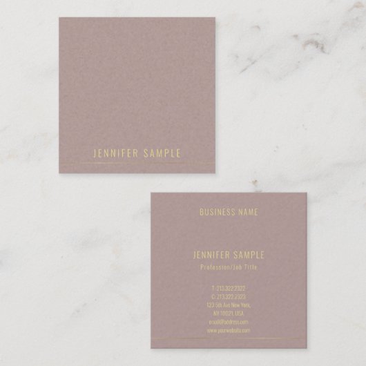 モダン金ゴールド文字テンプレートプロフェッショナルエレガント スクエア名刺 (正面/裏面)