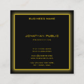 モダン金ゴールド文字フレーエレガントム(黒) スクエア名刺 (裏面)