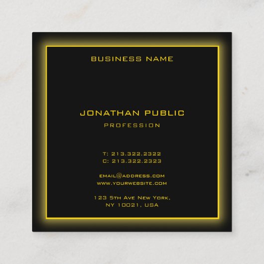 モダン金ゴールド文字フレーエレガントム(黒) スクエア名刺 (裏面)