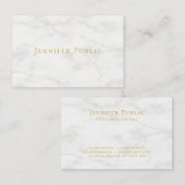 モダン金ゴールド文字白大理石ミニマリストテンプレート 名刺 (正面/裏面)