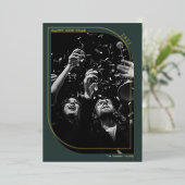 モダン金ゴールド新年オーバーレイ写真シック緑 箔シーズンカード (立ち正面)