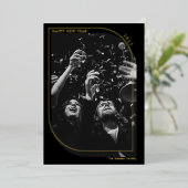 モダン金ゴールド新年オーバーレイ写真シック黒 箔シーズンカード (立ち正面)