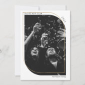 モダン金ゴールド新年重ね合わせ写真白黒 シーズンカード (正面)