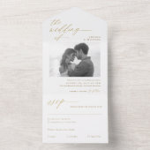 モダン金ゴールド書すべて一つの写真に結婚収める オールインワン招待状 (内側)