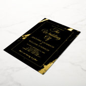 モダン金ゴールド書エレガント書ブ結婚ラック 箔招待状 (回転した状態)