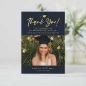 モダン金ゴールド書シンプルグラードサンキューカード 招待状 (スタンド正面)