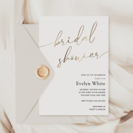 モダン金ゴールド書シンプルブライダルシャワー 招待状