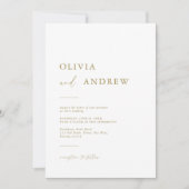 モダン金ゴールド書ミニマル結婚リスト 招待状 (正面)