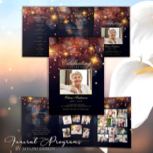 モダン金ゴールド書写真葬式プログラム