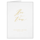 モダン金ゴールド書結婚の誓願カードを予約する (正面)