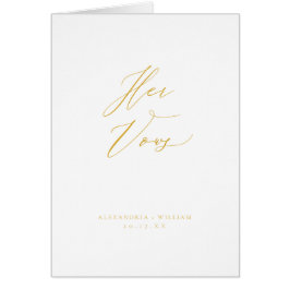 モダン金ゴールド書結婚の誓願カードを予約する