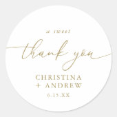 モダン金ゴールド書結婚の ラウンドシール (正面)