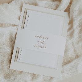 モダン金ゴールド書結婚の 招待状ベリーバンド