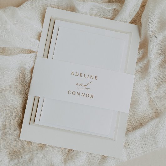 モダン金ゴールド書結婚の 招待状ベリーバンド